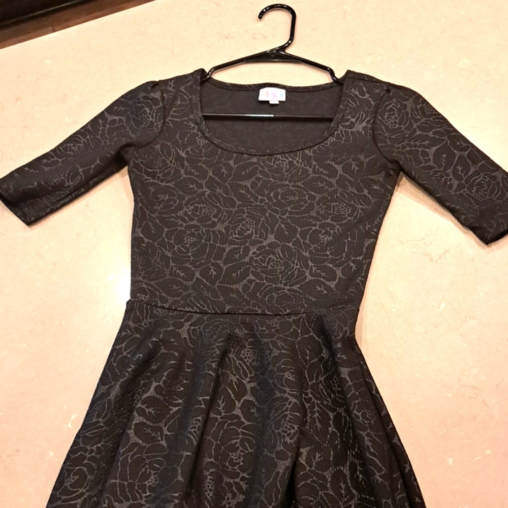 LuLaRoe XXS Black patterned Elegant look A-line dress.